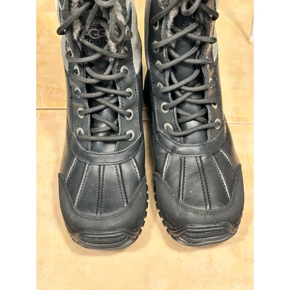 UGG Adirondack II Black Grey Waterproof Leather Winter Snow Boots 1906 Women 5.5